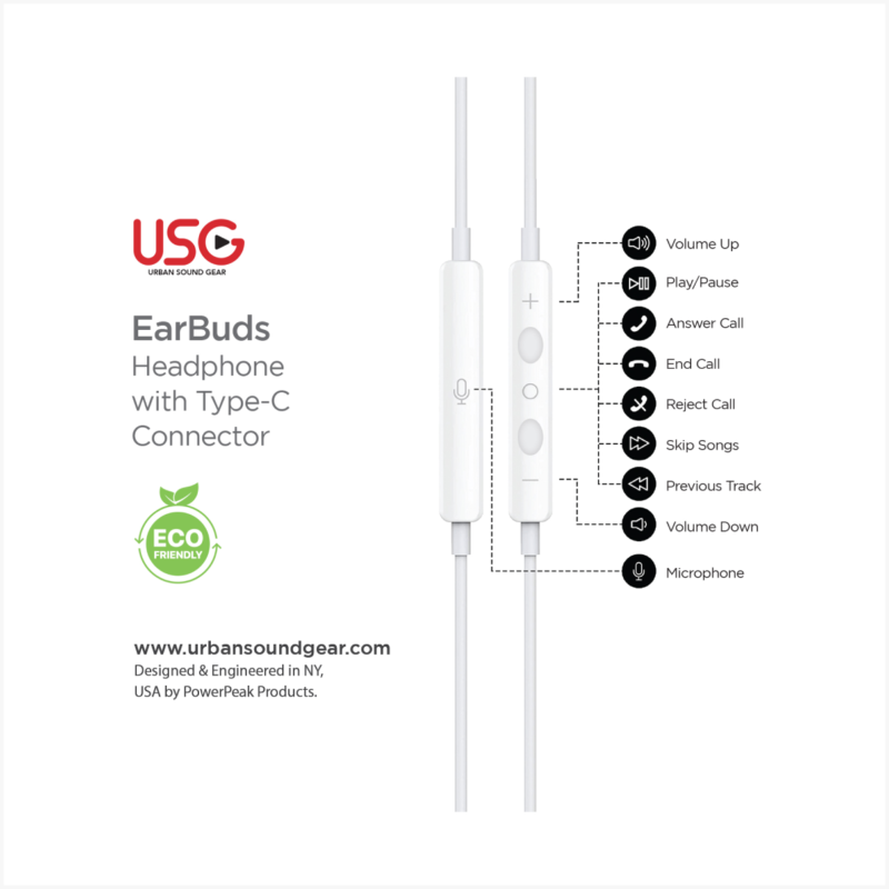 Urban Sound Gear Type C Headphone - White - Image 2