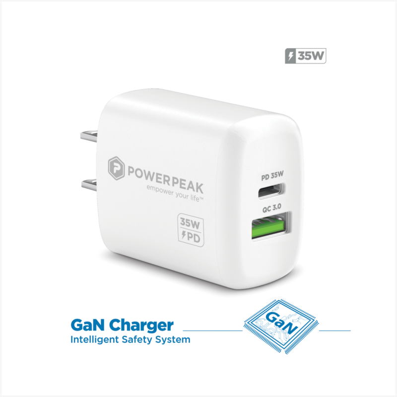 PowerPeak PD Wall Dual A+C Port Charger 35W -White - Image 2